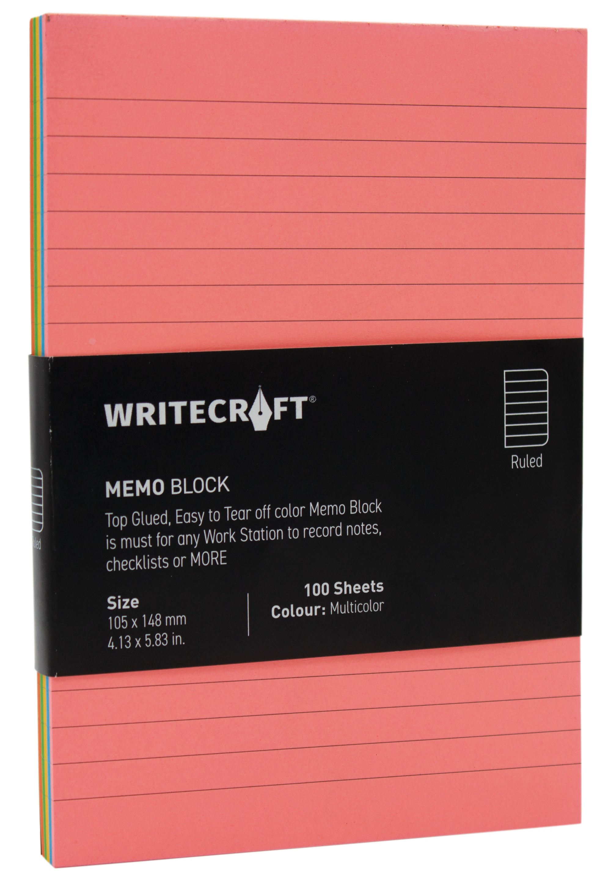 Memo Block - Coloured | Use for Any Work | Station To Record Notes & Checklist | Pack of 1 | 100 Sheets