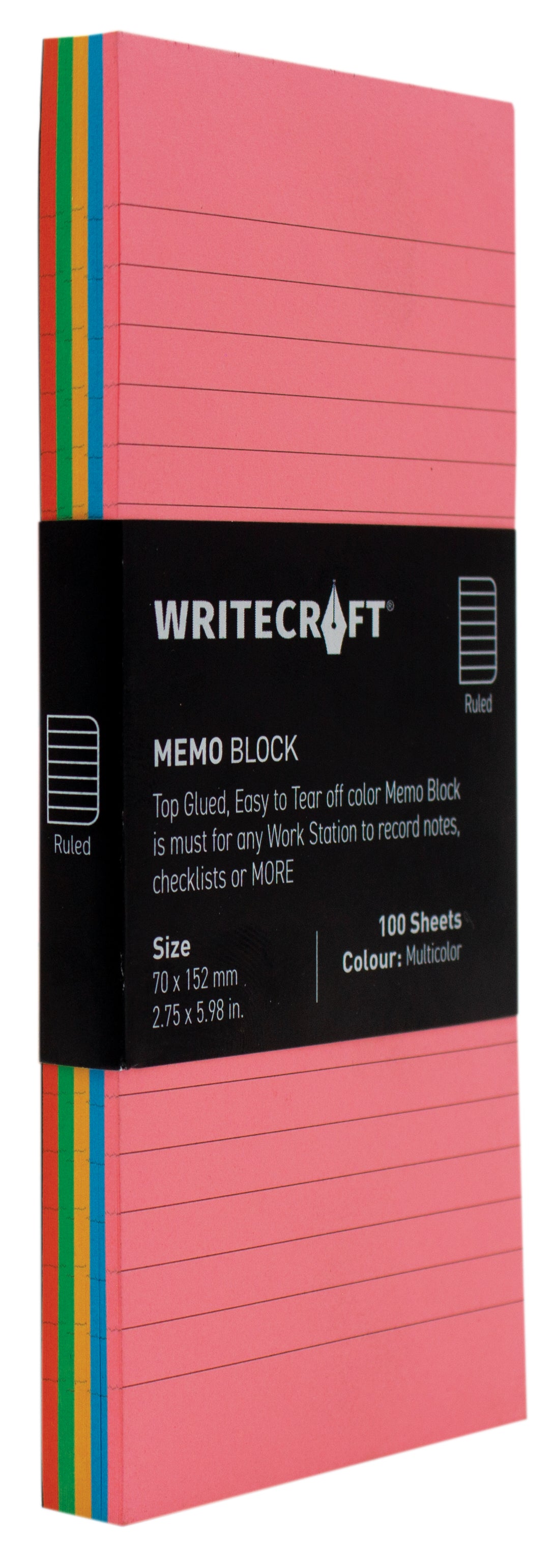 Memo Block - Coloured | Use for Any Work | Station To Record Notes & Checklist | Pack of 1 | 100 Sheets