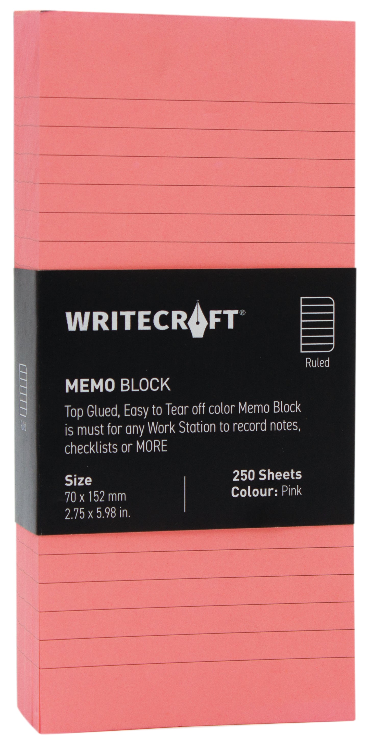 Memo Block - Coloured | Use for Any Work | Station To Record Notes & Checklist | Pack of 1 | 250 Sheets