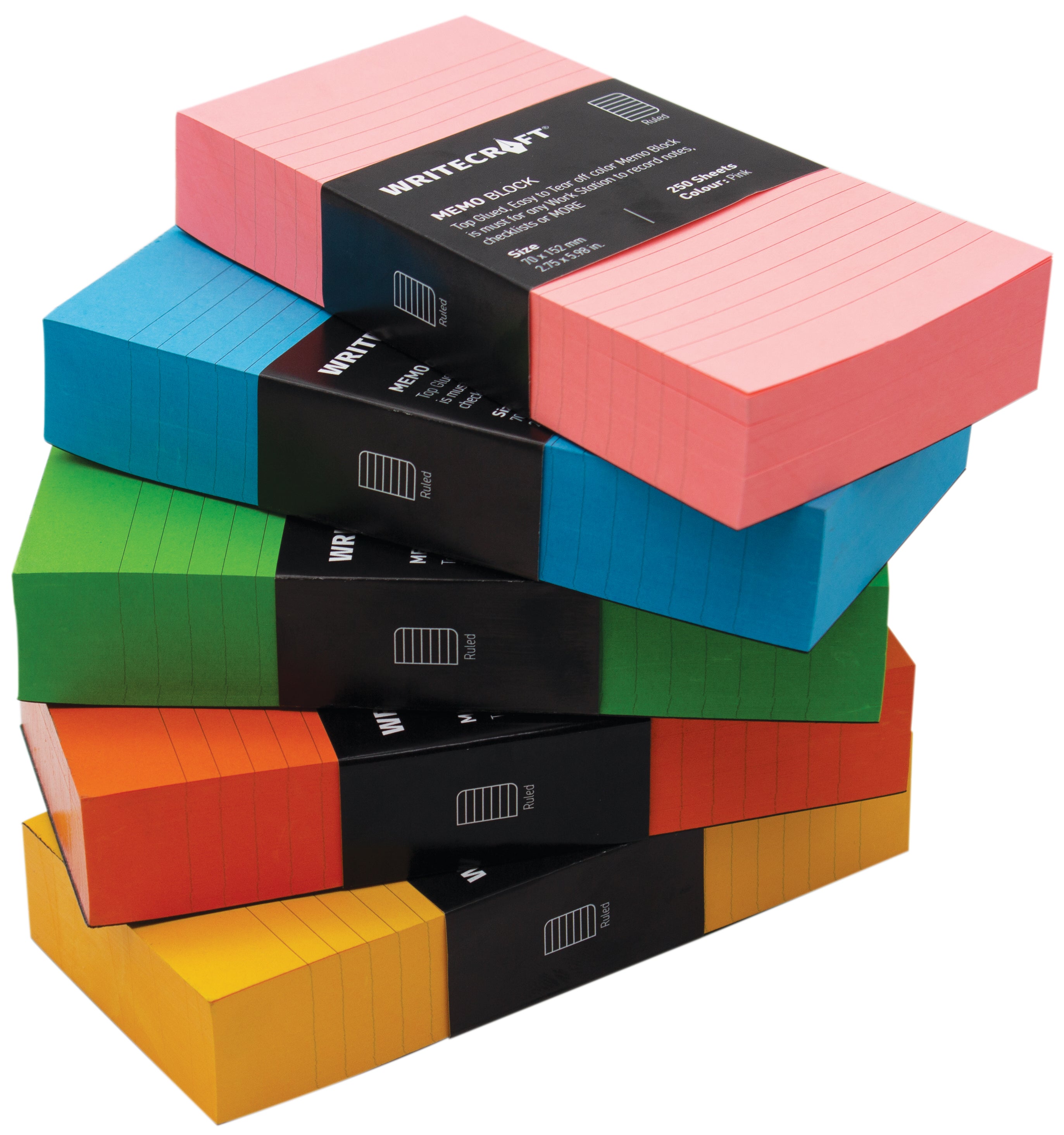 Memo Block - Coloured | Use for Any Work | Station To Record Notes & Checklist | Pack of 1 | 250 Sheets