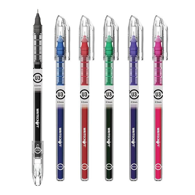 U3 Slim Type Liquid Rollerball 0.5 mm Needle Tip – Pack of 6 – Quick Dry Ink